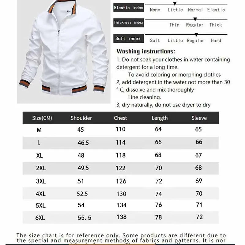 Windbreaker Men's Bomber jacket Casual Zipper Outdoor Sports jacket.  M-6x