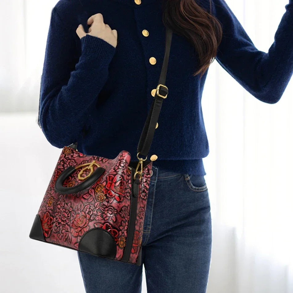 Flower Print Women Designer High Quality Cross-body Messenger Purse /Handbag