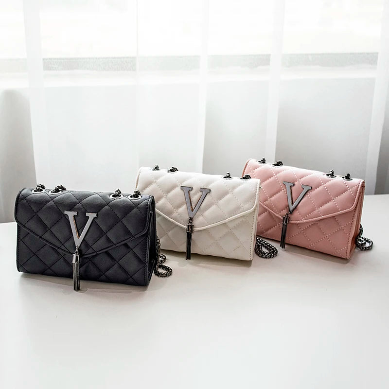 Luxury Handbags And Purse Women PU Leather Messenger Shoulder Bag Female Crossbody Bag Tassel Quilted  .