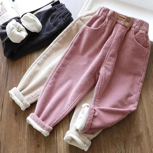 Kids Corduroy Harem Pants - Girls Warm Winter Trousers