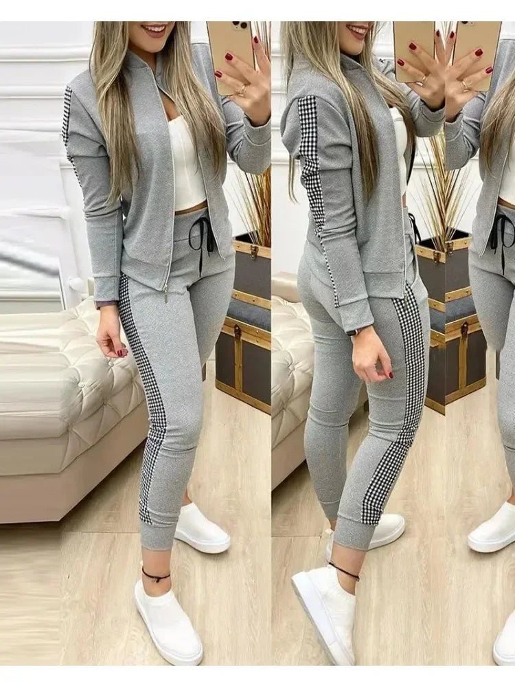 Woman 2 Pieces Suit Zipper Jacket And  Pants Tracksuit Casual 2025 Set.  S-XL