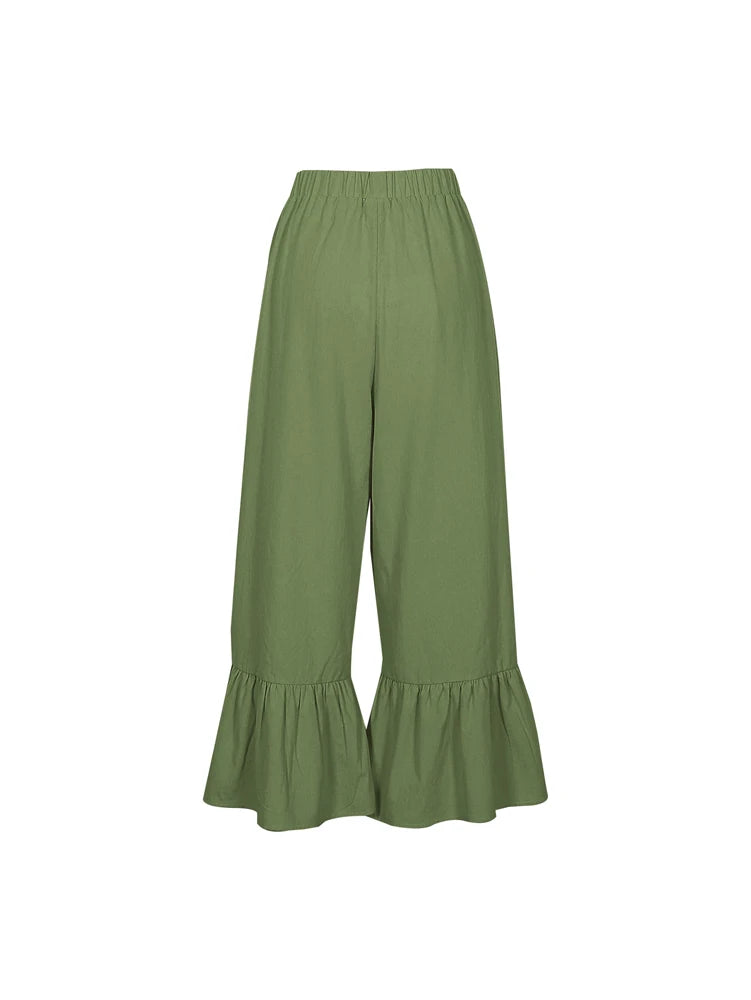 Plus Size 2025 New Women's Elastic Waist Wide Loose Large Size Casual Pant.