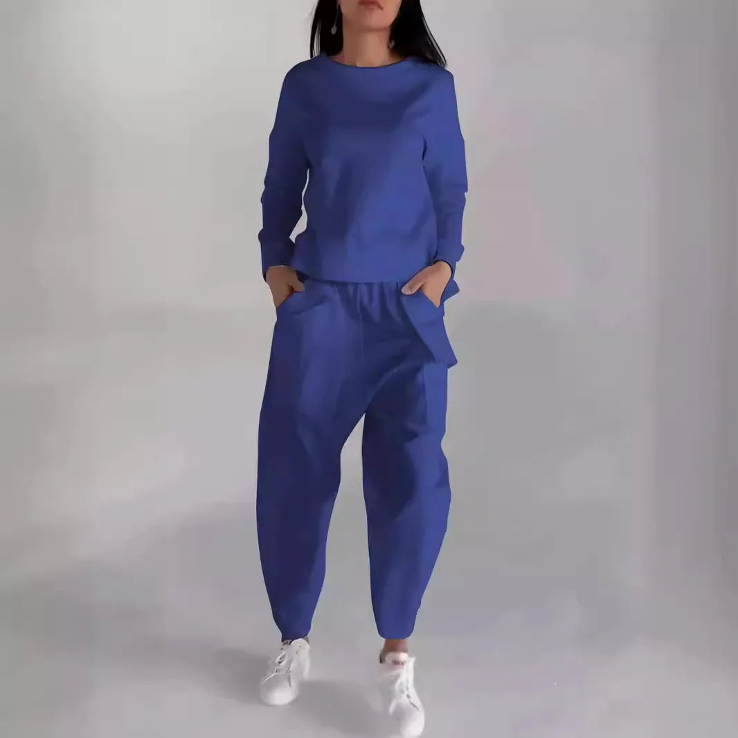 New Fashion Lace-up Craft Multi-pocket Trendy Sport Solid Color Casual Pants Set for Women.  S-3X