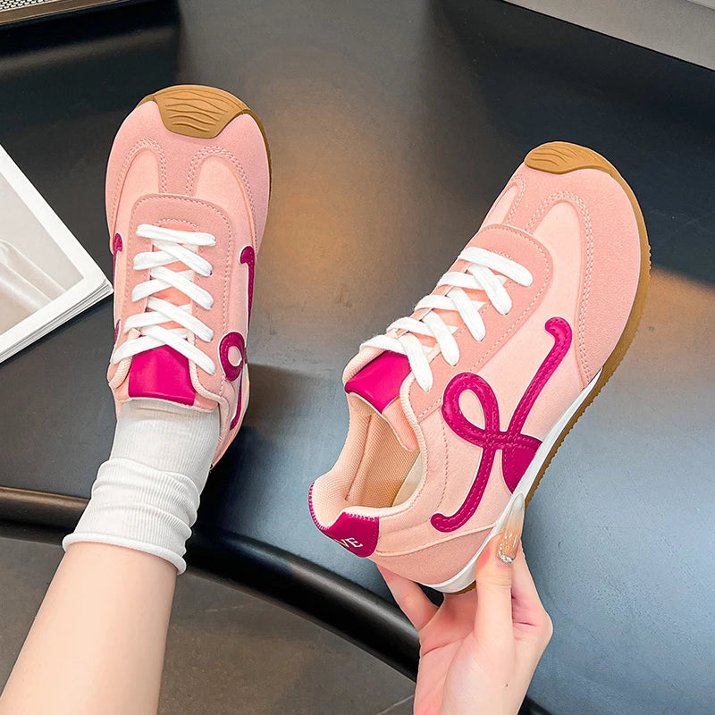 Sneaker Shoe For Women Genuine Leather Flat Lace-up