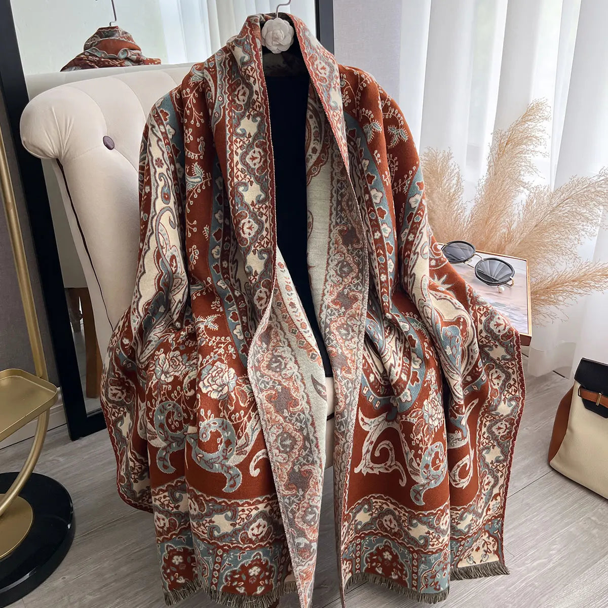 Women's Luxury Paisley Pashmina Scarf - Cashmere Shawl Wrap