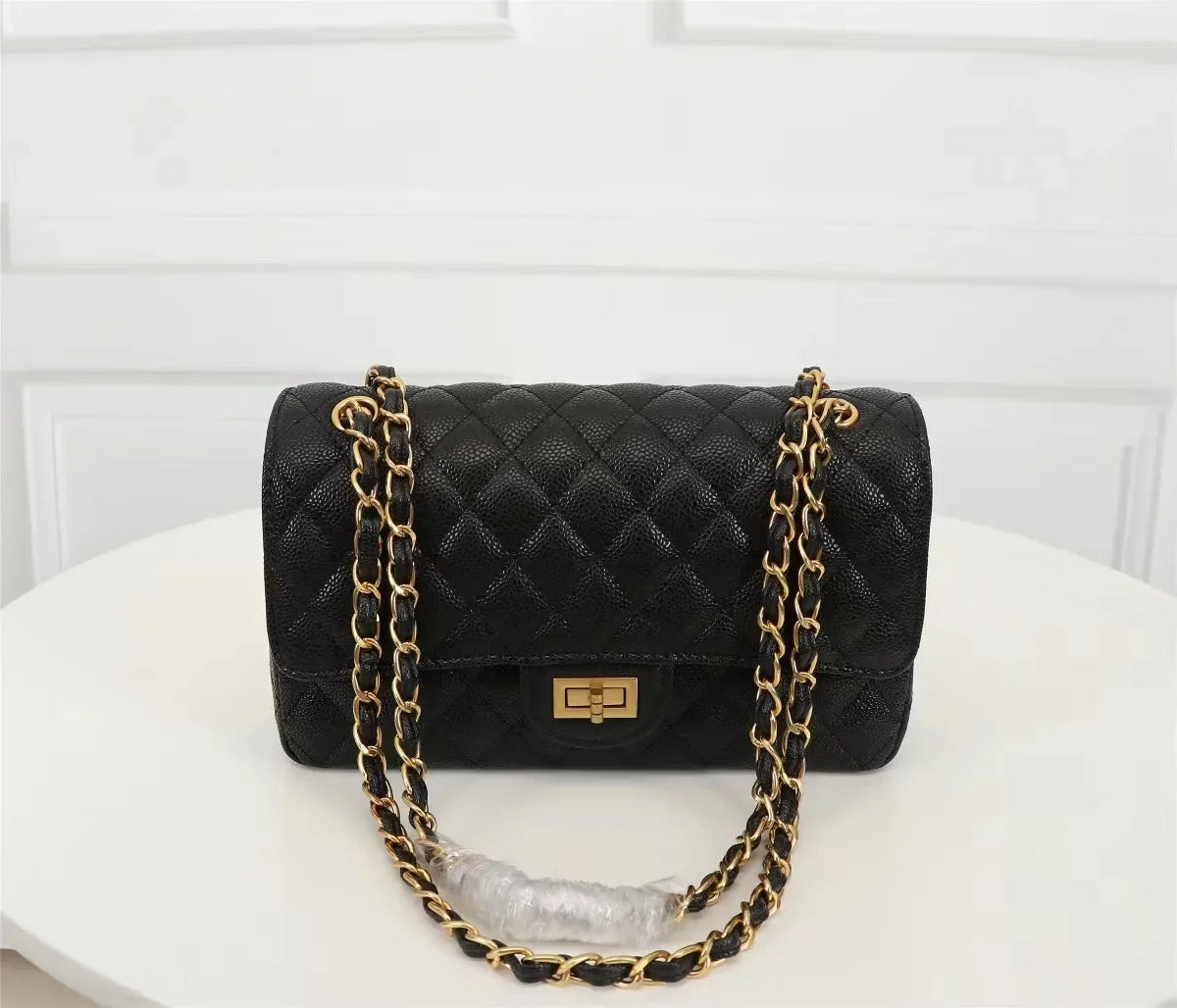 New Vintage Cow Leather Argyle Chain Hand/Cross body Designer Bag 25CM