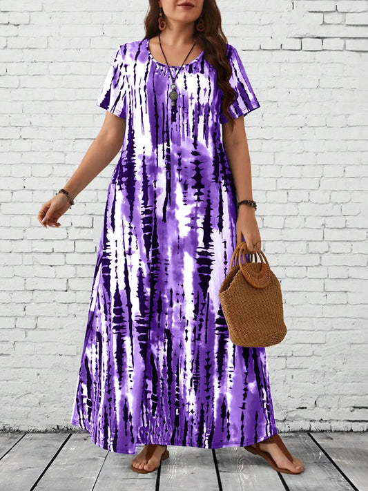 Summer women's casual printed long plus size dress
