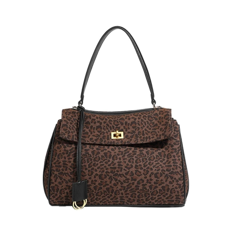 Elegant Women's Leopard Handbag Spacious Bag