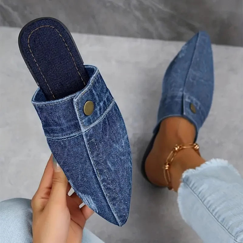 Women Comfortable Versatile Slip-On Denim Flat 2025 New Slides For Everyday Wear