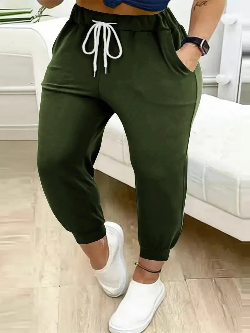 European plus size new casual solid colour pocket Harem Pants