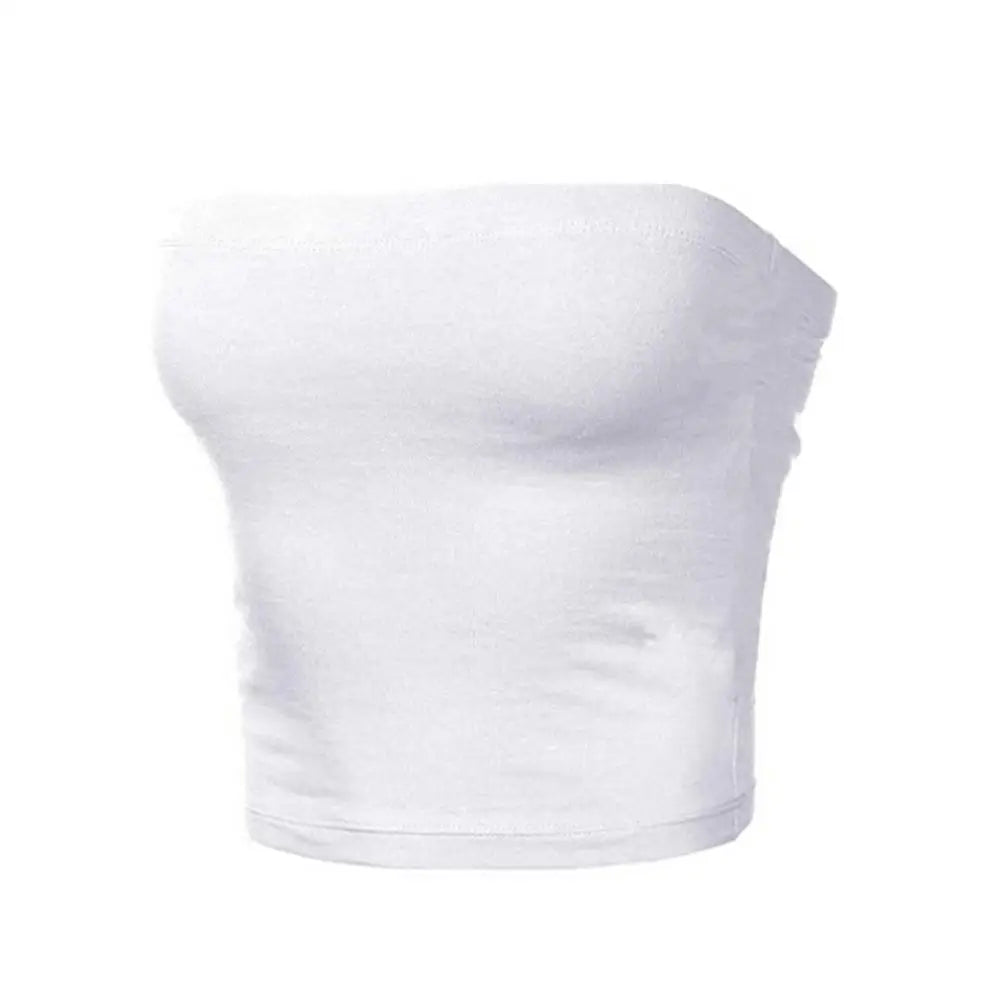 Women's Strapless Top Sexy Sleeveless Crop Top Bandeau Tube Top.  S-XL