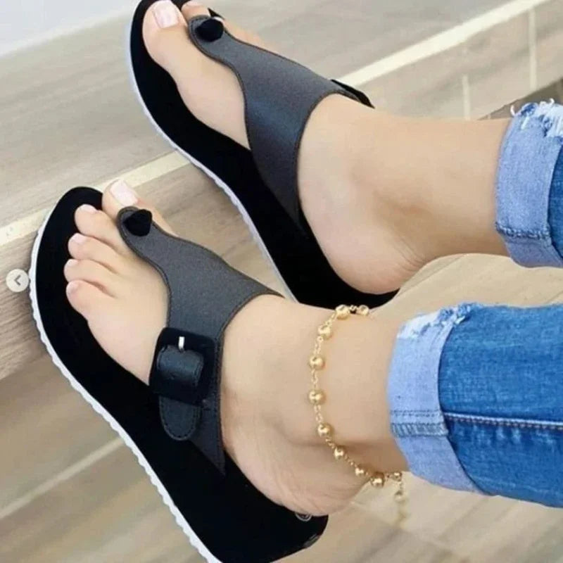 Belt Buckle Casual Solid Colour Platform Sandals .