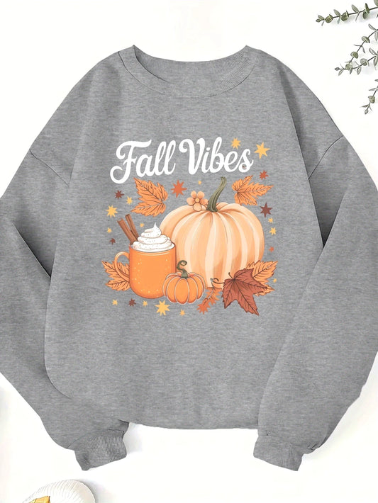 Autumn Printed Women's  Round Neck Fashion Pullover.  S-3X