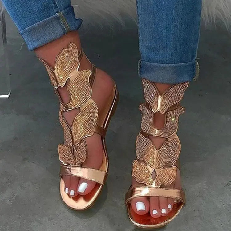 Summer Fashion Sandals for Women Butterfly Crystal Gladiator Sandals Comfortable Open Toe .