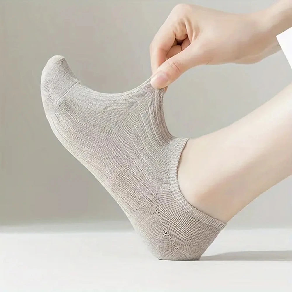5/10 Pairs No Show Solid Boat Men Socks,Simple & Breathable Unisex Ankle Socks,Women's Stockings&Black Low Tube Cute Socks
