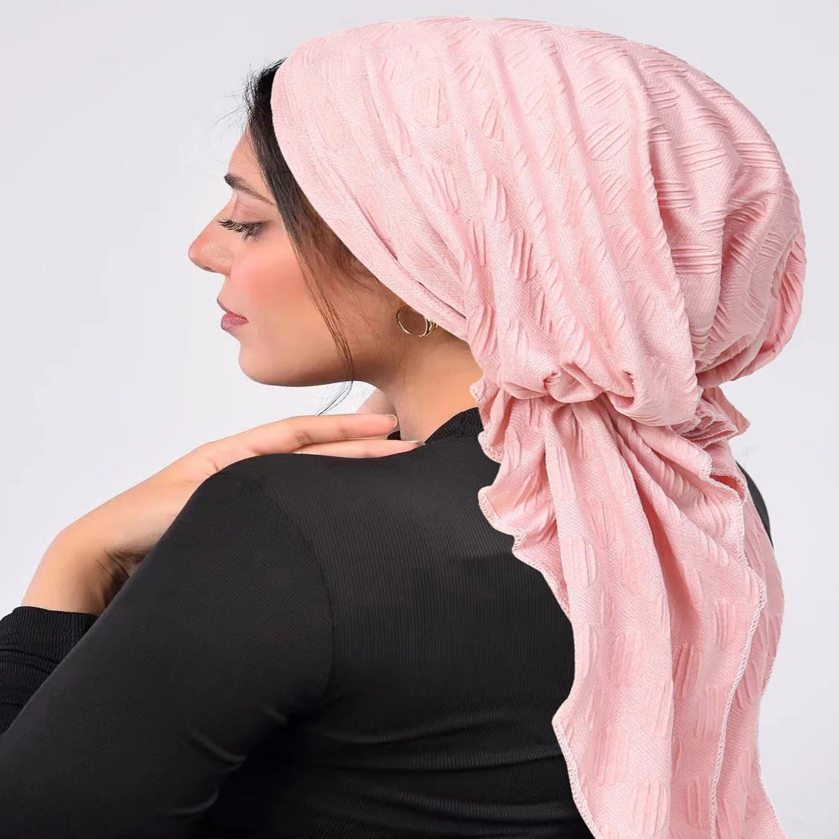 European and American round bubble curved tail hat, Muslim baotou hat, milk silk pullover, airplane hat suitable for all seasons