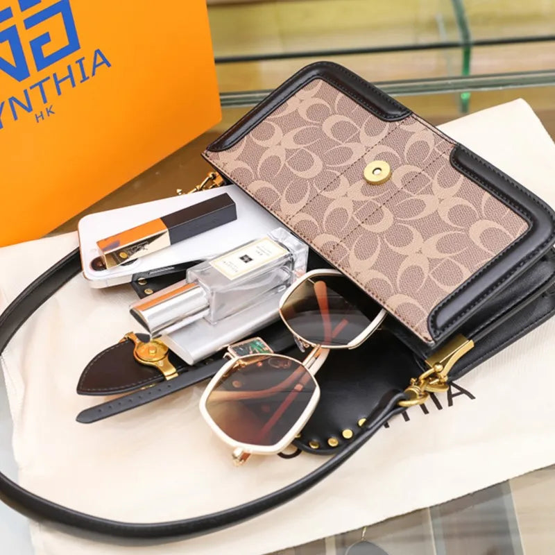 New Retro Hand Bag High End Luxury Contrast Colour Fashion