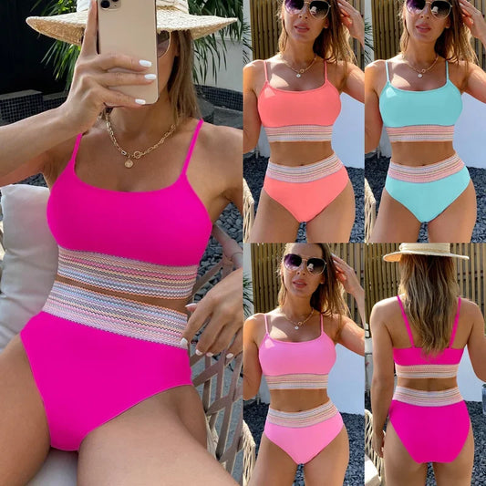 Quality High Waist Two Piece Swim Suit Set