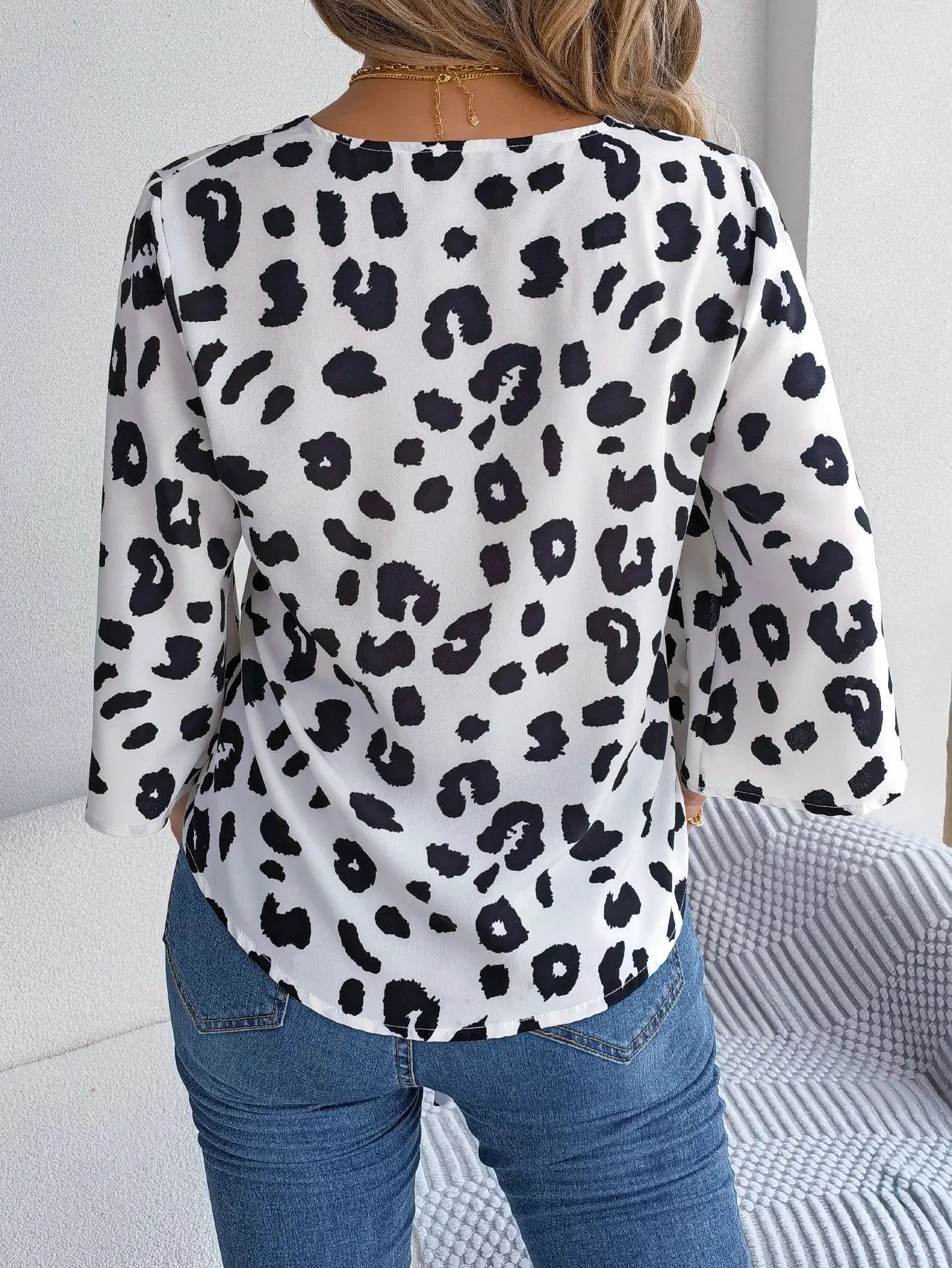 Casual Leopard Print Half Sleeve Top Button Shirt.  S-XL