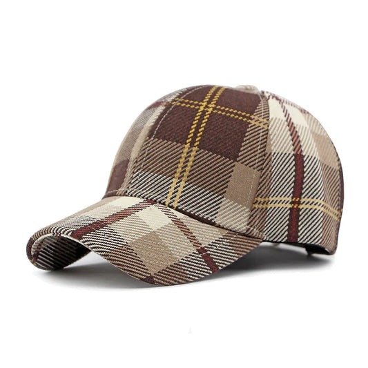 Elegant Unisex Plaid Baseball Cap - Thick, Warm & Casual British Retro Style