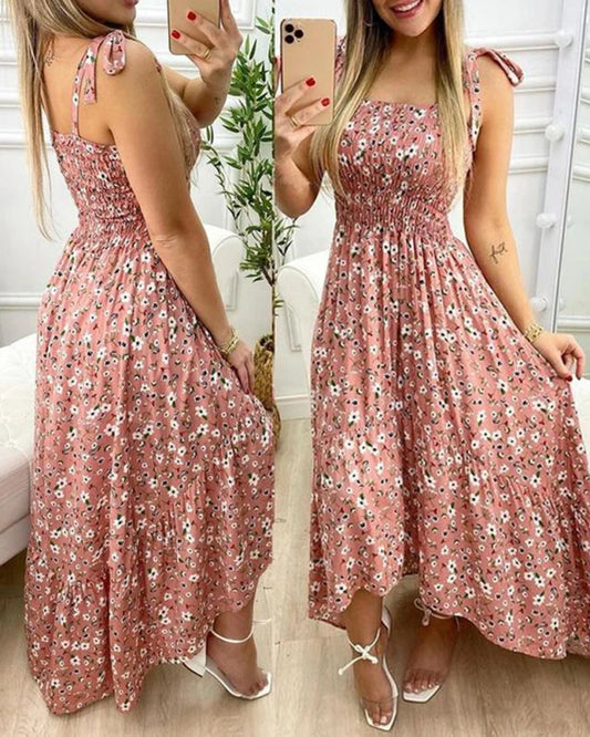 Summer Sexy Spaghetti Strap Floral Print Maxi Dress For Women Casual Elegant Long Dress.  S-3X