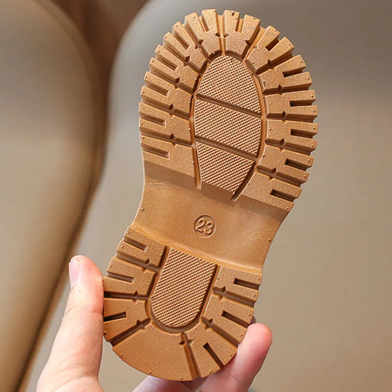 Kids Leather Boots 2023 Boys Fashion Single Boots Baby Short Boots Autumn New Girls Soft Sole Shoes