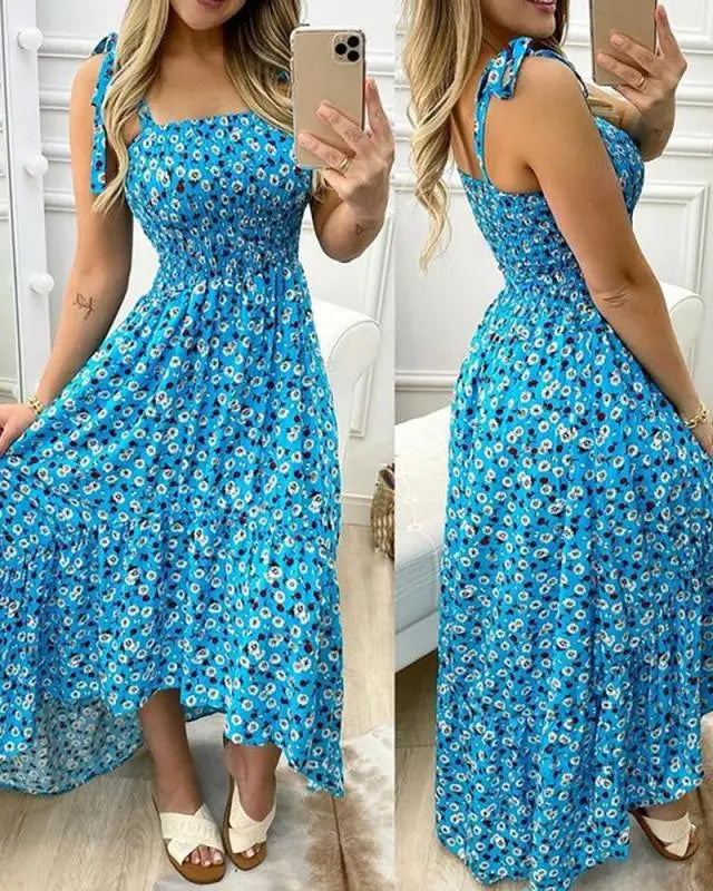 Summer Sexy Spaghetti Strap Floral Print Maxi Dress For Women Casual Elegant Long Dress.  S-3X
