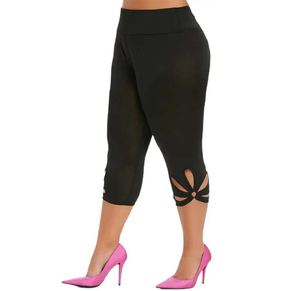 Curvy Size Ladies Capri Elastic Waist Slim Pants Can Dress Up Or Dress Down.