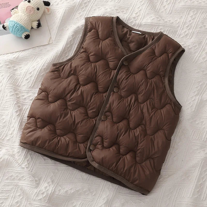 Autumn Winter Children Boys Girls Warm Vest Solid Waistcoats for Kids Children Sleeveless Outerwear 2-7Yrs Kids Warm Tops