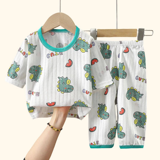 Kids Clothes Three Quarter Sleeve Home Cotton  Sleepwear Children's Clothing Boy Girl Autumn Winter Tops Pants SuitsChildrenSets