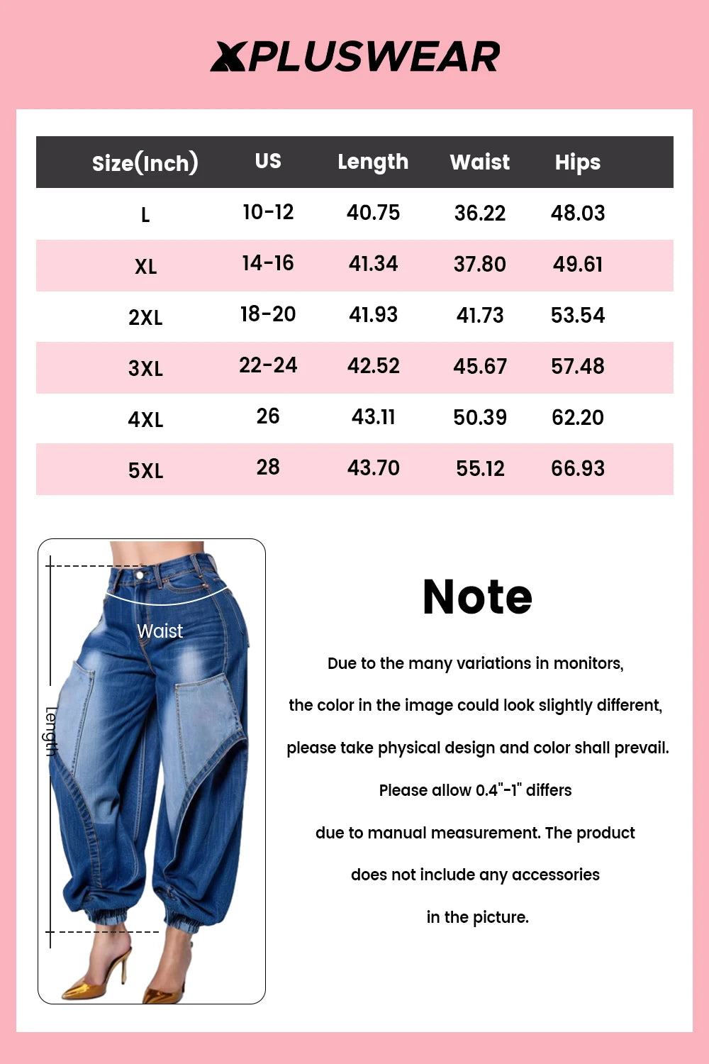 Plus Size Women's Jeans Cargo Style High Waist Blue Denim Pants with Pockets 2025.. Xl-5x