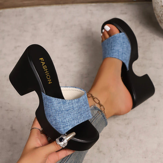 Summer Women Sandals Open-Toe Thick Platform Outdoor Chunky Heel Fashion.