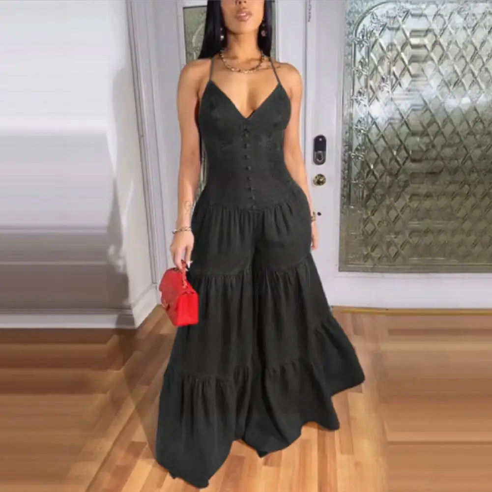 High-quality Jumpsuit Stylish Women's Sleeveless Jumpsuits Casual Flowy Overalls Sexy Halter Rompers for Summer for Jumpsuits
