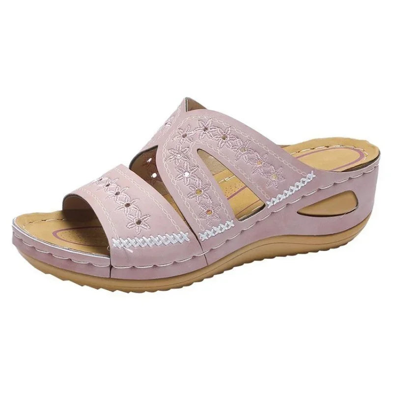 Premium Quality Orthopedic Open Toe Sandals Vintage Anti-Slip Leather Casual Female Platform European Style Shoe