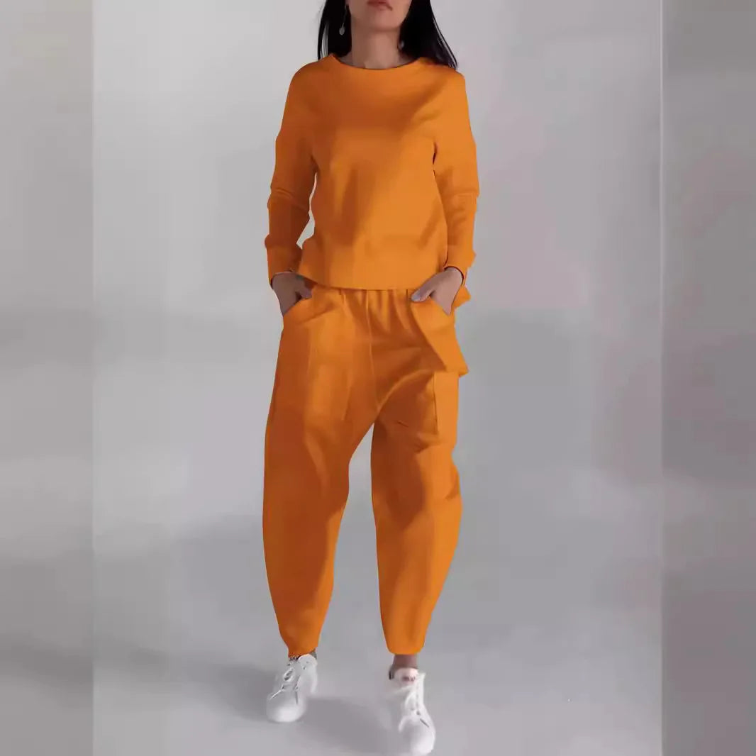 New Fashion Lace-up Craft Multi-pocket Trendy Sport Solid Color Casual Pants Set for Women.  S-3X