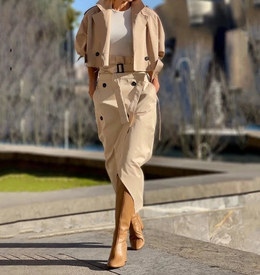 Women's Casual Two Piece Outfit Jacket +Skirt Set for Women 2 Piece.   S-XXL