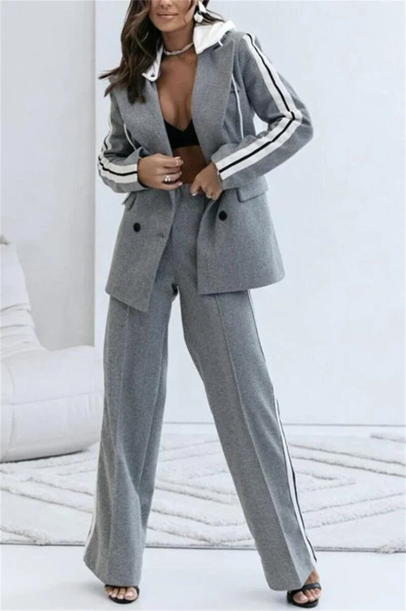 Streetwear 2 Piece Women Outfit Hooded Blaze and Pants Set.