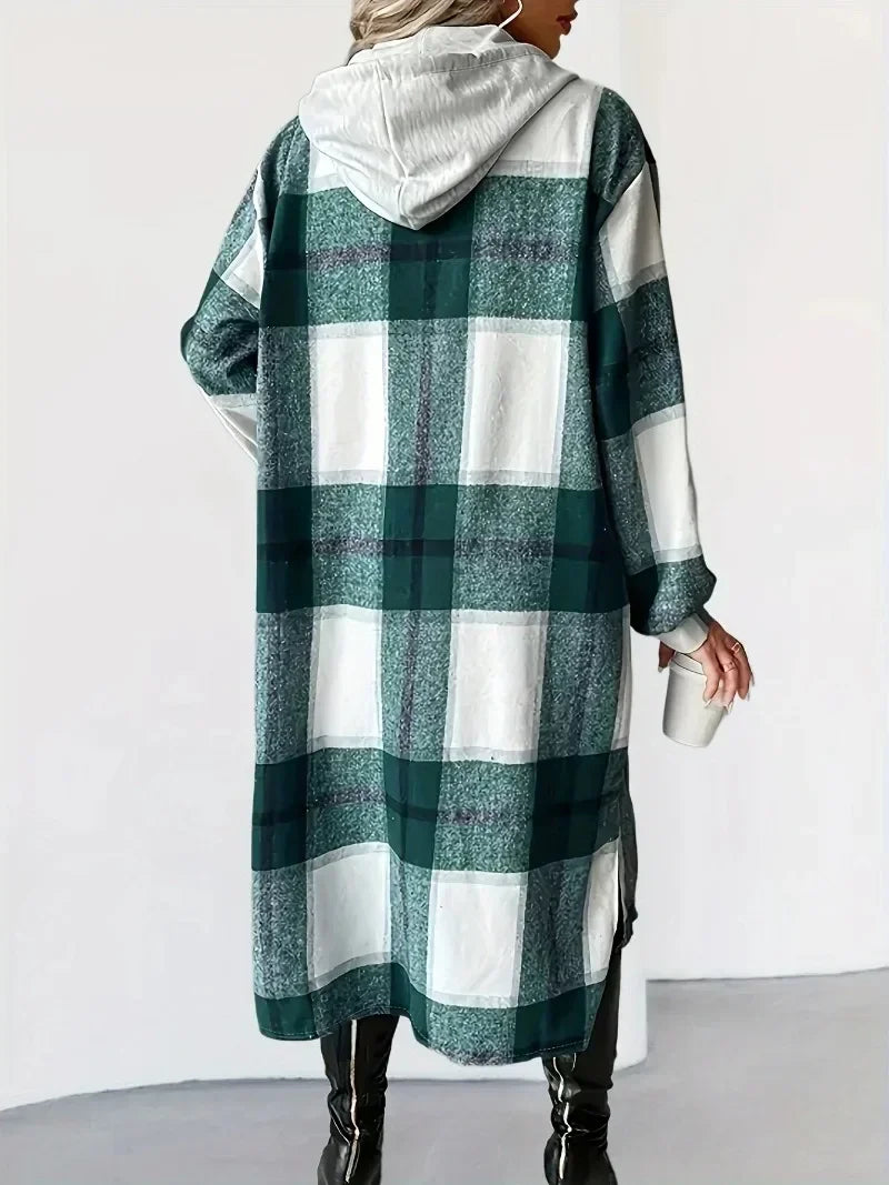 Plus Size 1XL-5XL Women's Hooded Long Coat.