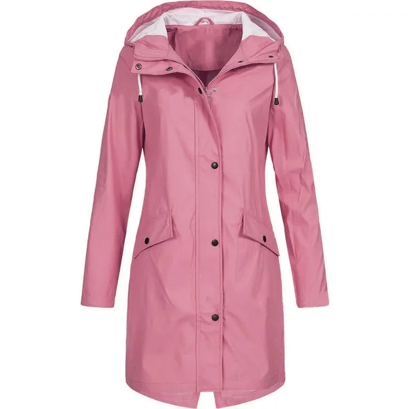 New Autumn Winter Outdoor Solid Zipper Mountaineering Jacket  Mid length Women's Windbreaker Not Waterproof.   S-3X