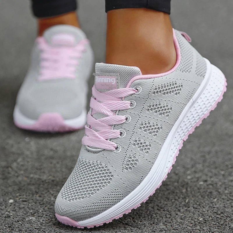 Women's Sneakers 2025 New Fashion Comfortable Breathable Trainers Casual Lace Up Sneakers