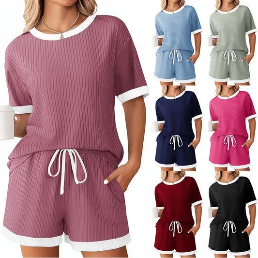 New Casual Loose Short Set For Women 2025 Elegant Summer Two Pieces Outfit.  S-2X