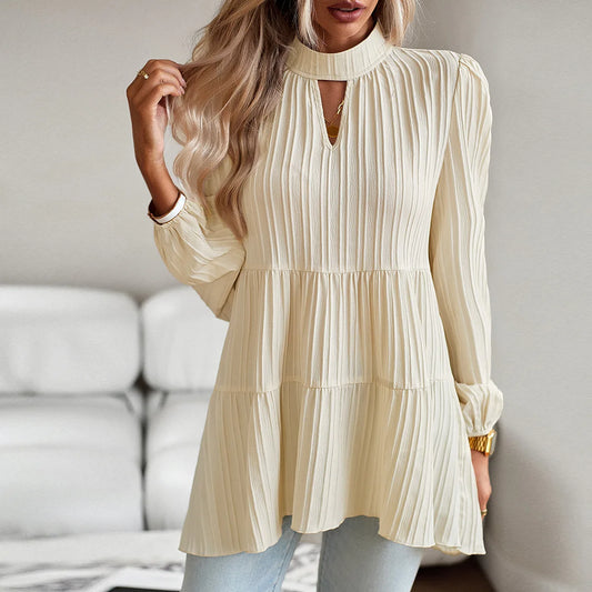 Solid Casual Loose Blouse Vintage Elegant Blouse.  S-XL