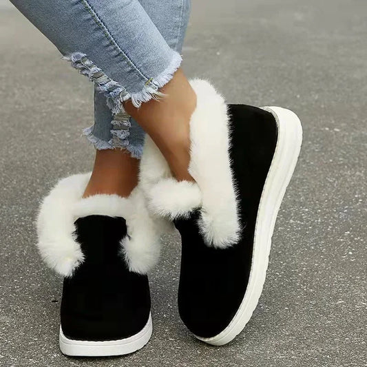 Women Slip on Comfortable Ankle Boot/Shoe Warm Plush Fur Suede Female Footwear