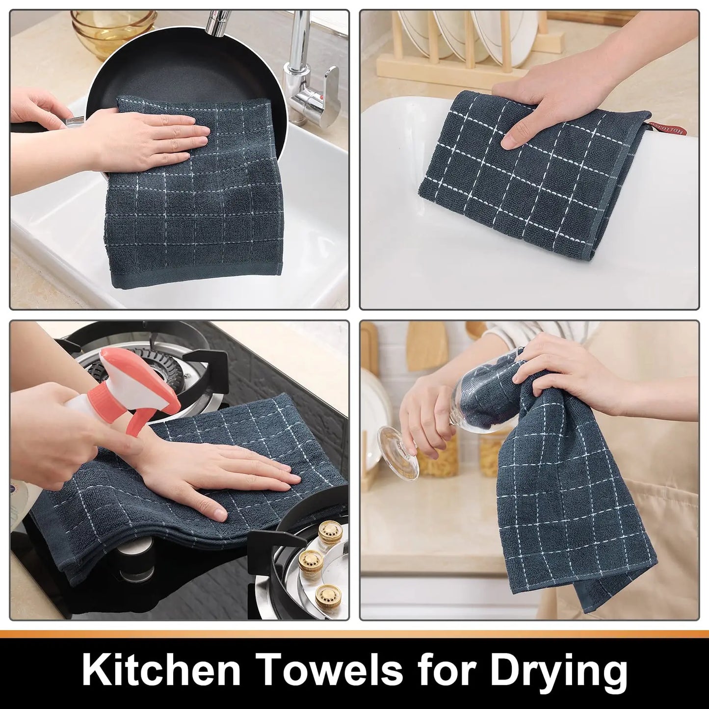 Homaxy 4Pcs New Cotton Dish Towels 100% Ultra Soft And Absorbent Kitchen Towels Soft Household Cleaning Tools Kitchen Wash Cloth