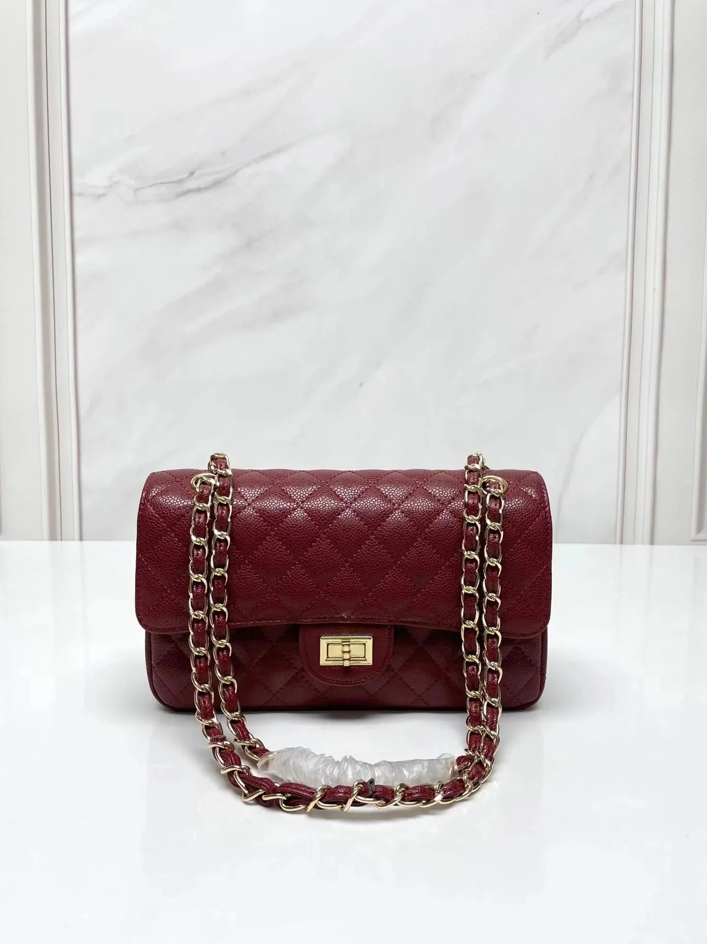 New Vintage Cow Leather Argyle Chain Hand/Cross body Designer Bag 25CM