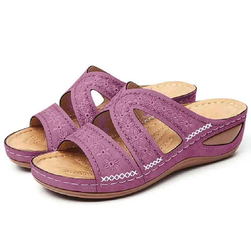 Premium Quality Orthopedic Open Toe Sandals Vintage Anti-Slip Leather Casual Female Platform European Style Shoe