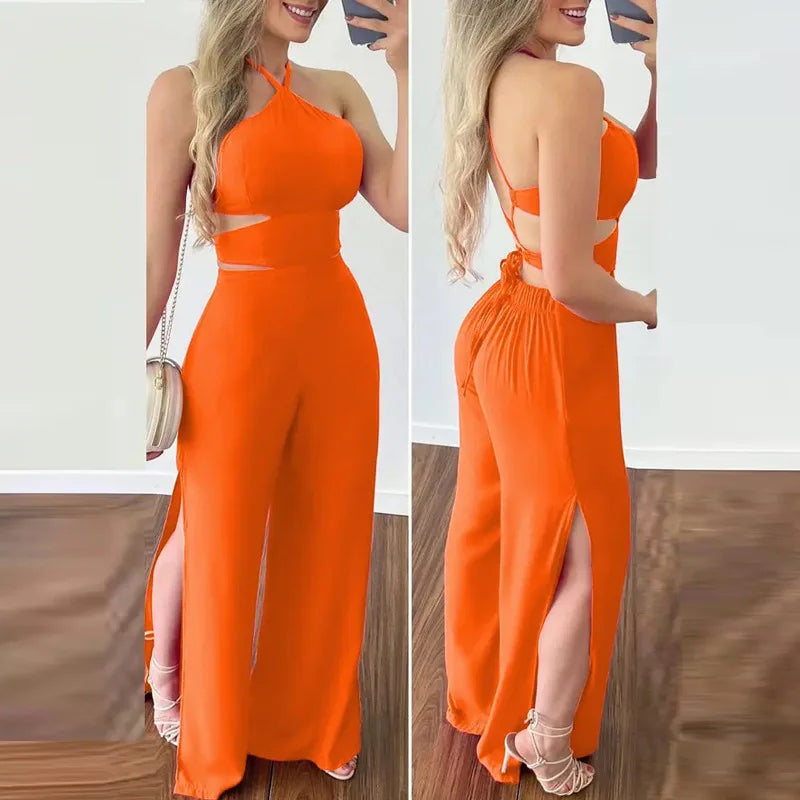 Women's Jumpsuit Elegant Summer High Slim Open Back  Sleeveless Jumpsuit.  S-3x