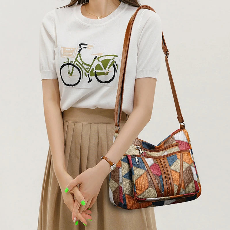 Women's Elegant Vintage Cross-body Trendy Fashion Multi-pockets Shoulder Bag