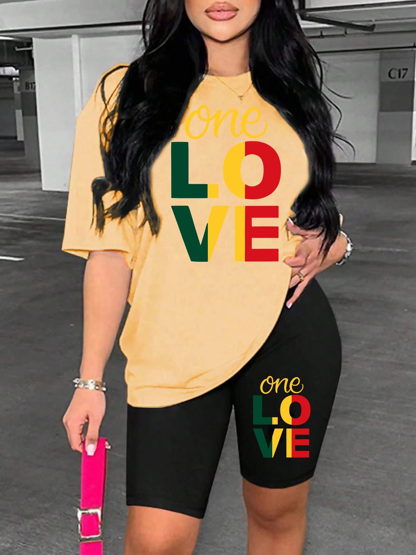 High Quality One Love Printing Women Breathable Soft 2 Piece.  S-3XL