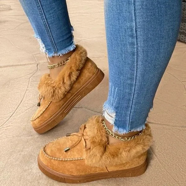 Solid Color Women Winter Cotton Plush Warm Casual Boot/Shoe .